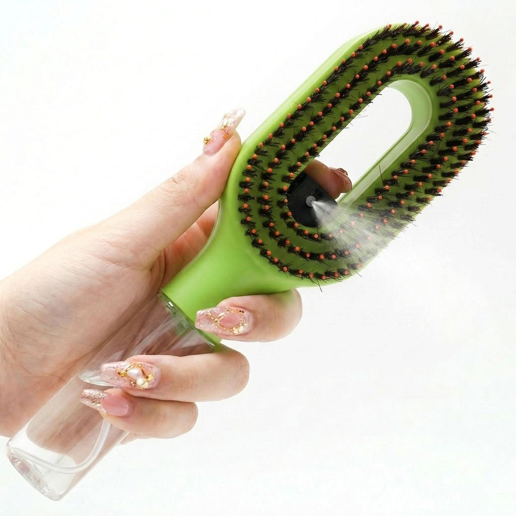 💦 2-in-1 Spray Detangler Brush - Wet & Dry Use, Anti-Static, Painless Tangle-Free Hair Styling Tool🚿