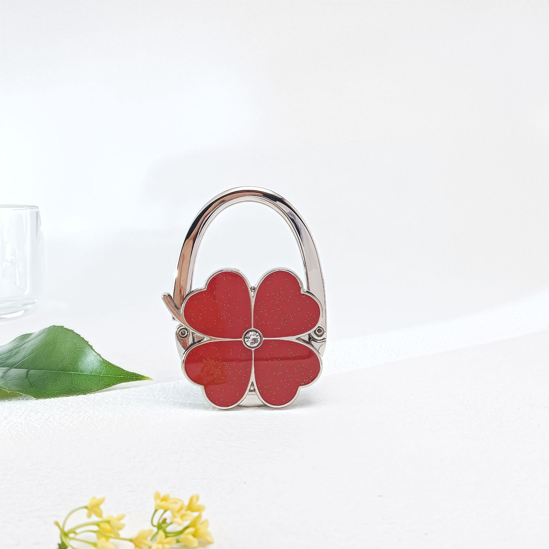 💖 Foldable Clover Bag Hanger | Portable Purse Holder with Bling✨