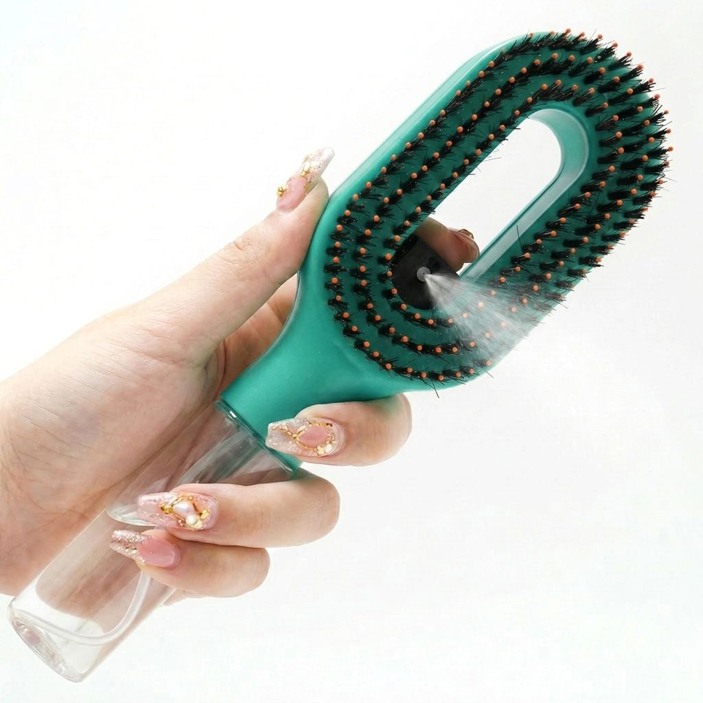💦 2-in-1 Spray Detangler Brush - Wet & Dry Use, Anti-Static, Painless Tangle-Free Hair Styling Tool🚿