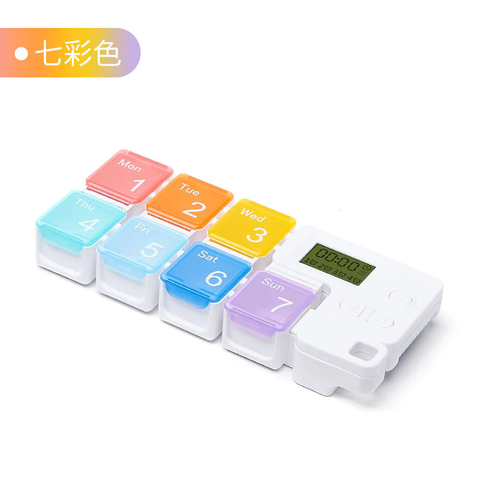 🎯Never Miss a Dose Again! 🚀 7-Day Mini Color Pill Box with Timer Reminder for Home & On-the-Go⏰