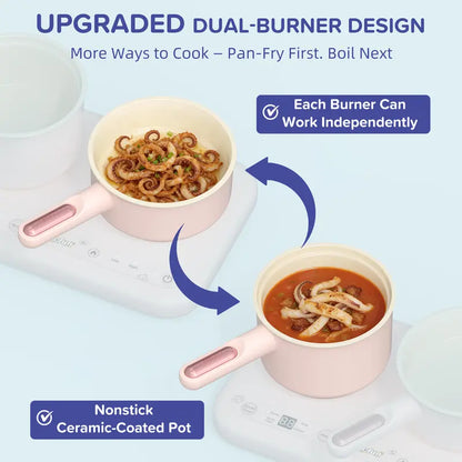 Multifunctional Real Cooking Mini Kitchen – Double Stove Set for Kids